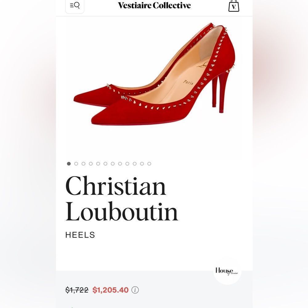 💯 AUTH Christian Louboutin Anjalina 100 pumps red in suede with gold spikes - Picture 15 of 15